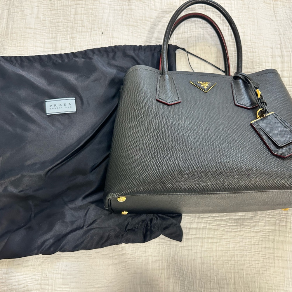 Authentic Prada saffiano double bag